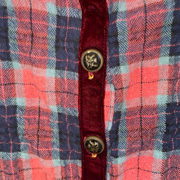 Aratta Silent Journey Womens Top Sz Medium Plaid Mixed Media Velvet Burnout - Picture 8 of 14